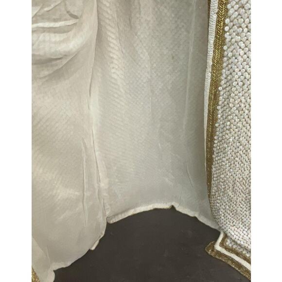 Judith Ann Sequin Silk Jacket M Gold White Vintage India RN 60406 Y2K Glam - Picture 5 of 5